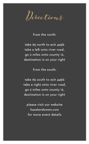 Nothing is more classic than the black, gold, and white color scheme of our Fleur Magnifique Foil Direction Cards.