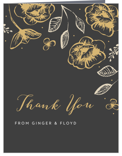 A beautiful, lilting calligraphy titles our Fleur Magnifique Foil Thank You Cards, shining just above your names and saying everything you need to.