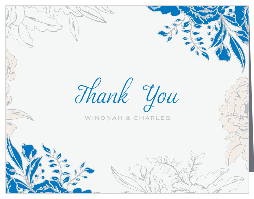 Make sure your guests know how much you appreciate them using the Peony Draped Wedding Thank You Cards.