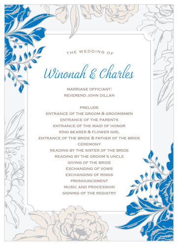 Let your guest know what to expect at your wedding using the Peony Draped Wedding Programs.