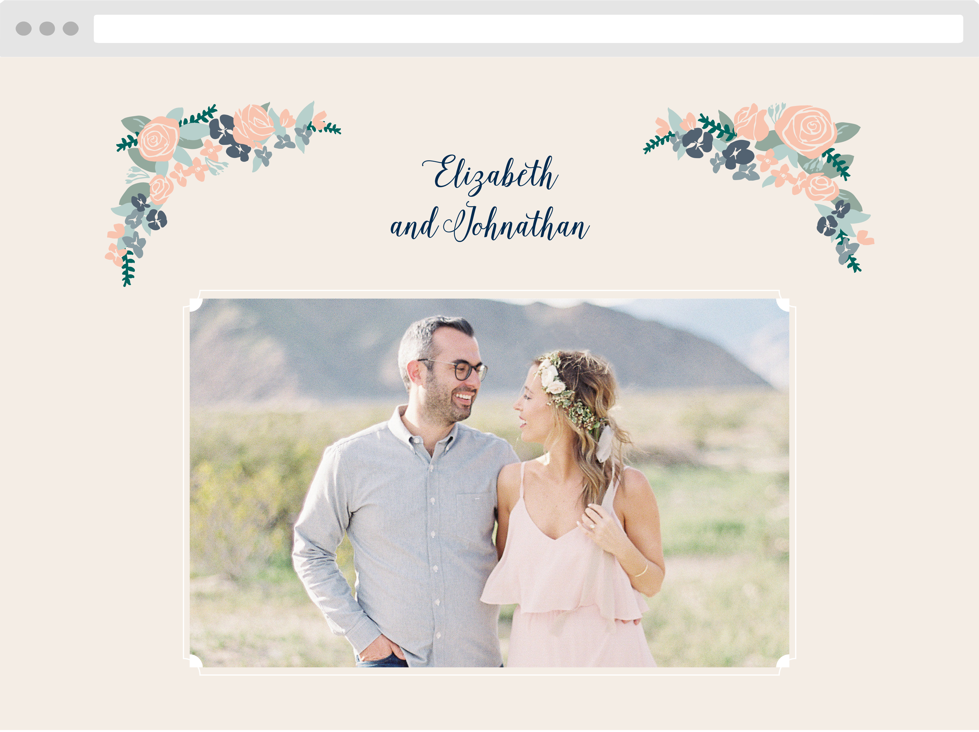 Illustrated Corner Wreath Wedding Website