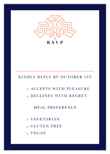 Be sure to know how many guests to prepare for on your wedding day with the eye-catching Royal & Rose Response Cards.