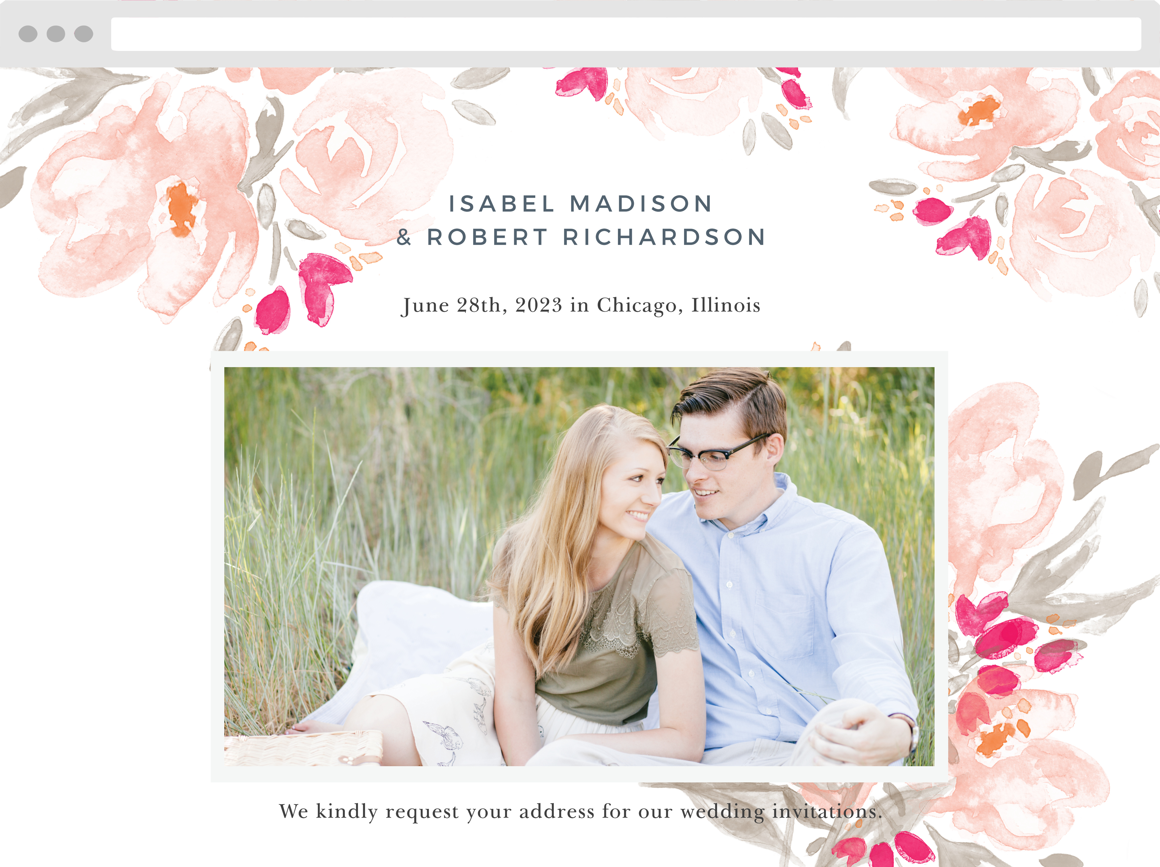 Watercolor Bouquet Wedding Website