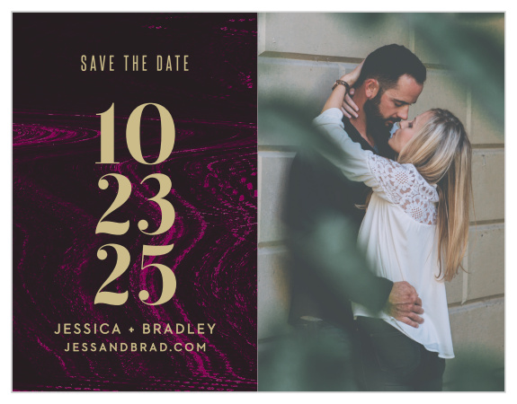 Our Lipstick & Louvre Save-the-Date Cards split the design between the beautiful, vibrant coloration of the rest of the suite and a breathtaking photo of the two of you.