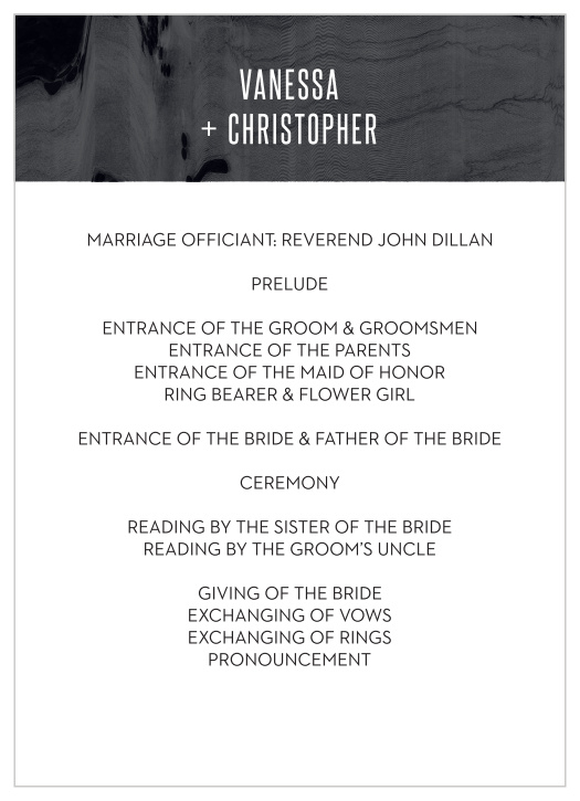 Use our stunning Museum Muse Wedding Programs to guide your guests through each moment of your wedding ceremony.