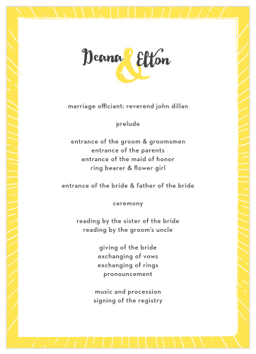 Help your guests follow along with each and every moment of your wedding ceremony using our stunning Big Ampersand Wedding Programs.