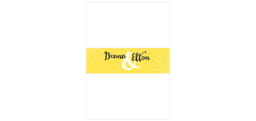 On a stunning yellow background decorated with your names in a swirling script and bright white bursts of light, our Big Ampersand Wedding Belly Bands are the perfect finishing touch for your invitations.