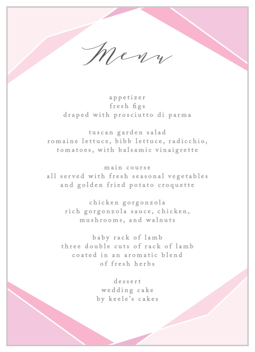 Our Playful Lines Wedding Menus ensure that your guests know precisely what will be on their plate.