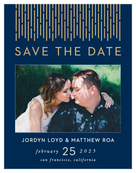 Our Lovely Lines Wedding Save-the-Date Magnets are a flashy yet subtle take on the retro designs of the 1920s.