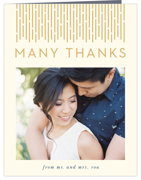 Our Lovely Lines Wedding Thank You Cards are a flashy yet subtle take on the retro designs of the 1920s. 