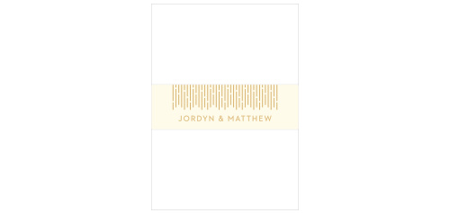 The Lovely Lines Belly Bands feature long, gold foiled lines that descend upon your details, atop a cream colored background. 