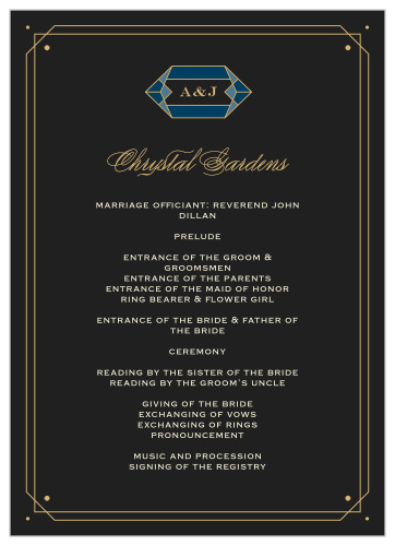 Guide your guests through each special moment of your wedding ceremony using our Gem Prism Wedding Programs.