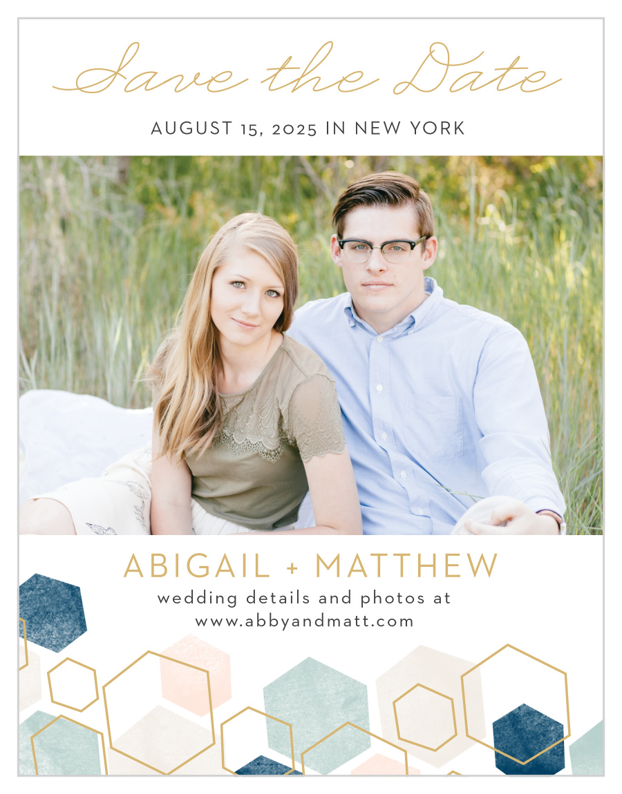 Geometric Watercolor Save the Date Cards