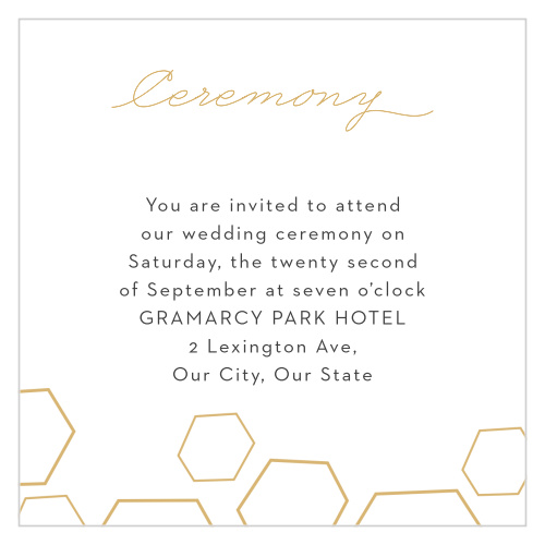 Our Geometric Watercolor Ceremony Cards utilize the same gorgeous design and color scheme as several other cards in the Geometric Watercolor wedding suite.