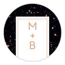 With your initials written in a sharp, elegant typeface and surrounded by a rich-black background covered in splotches of rose-gold foil, our shining Painted Book Wedding Stickers will quickly become the symbol of your wedding day.