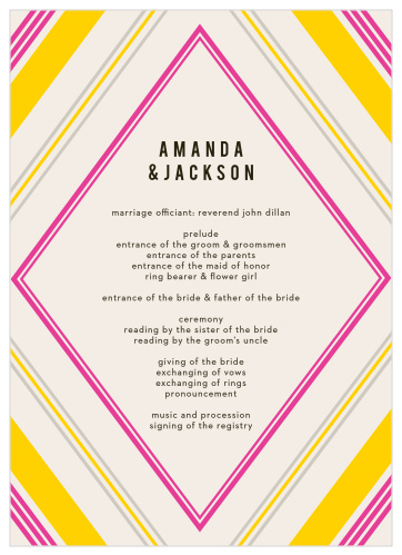 Our Diamond Reflections Wedding Programs are vintage in both design and coloring.