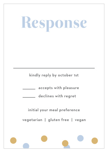 Tally up every guest and their individualized needs with our stunning Confetti Overlap Response Cards.