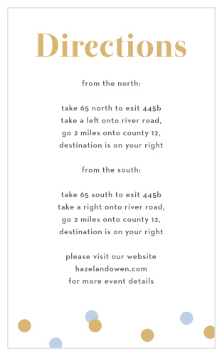 Guide your guests through each step of the way to your wedding venue with our Confetti Overlap Direction Cards.