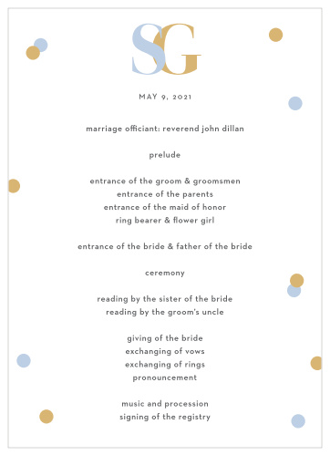 Walk your guests through each step of your ceremony with our Confetti Overlap Wedding Programs, all while you walk down the aisle.