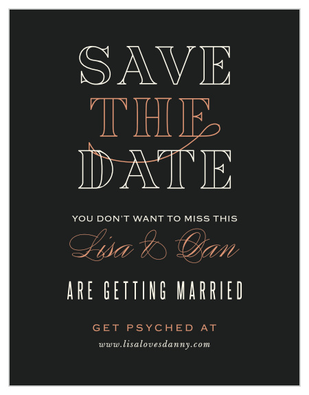 Give your guests all of the information they need well in advance of your wedding with our stunning Diamond Debauchery Save-the-Date Magnets.