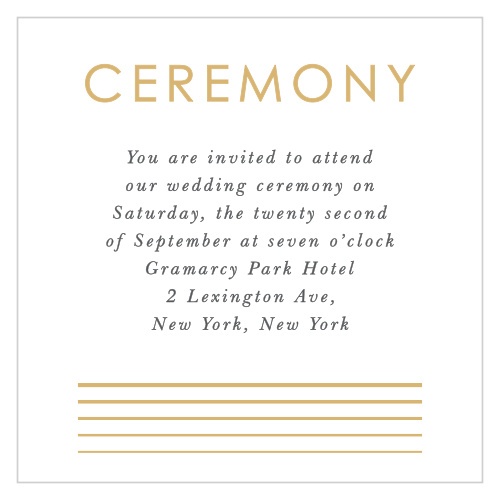 Our Rippled Quintet Ceremony Cards utilize the same gorgeous design and color scheme as several other cards in the Rippled Quintet wedding suite.