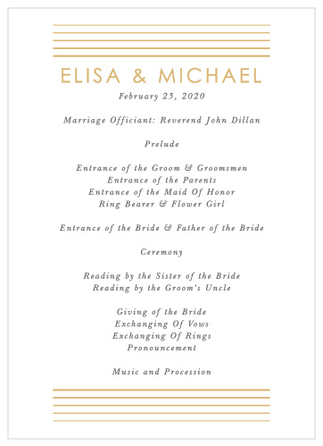 Our Rippled Quintet Wedding Programs utilize the same gorgeous design and color scheme as several other cards in the Rippled Quintet wedding suite.