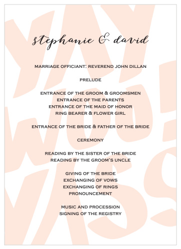 Use our Giddy Graffiti Wedding Programs to walk your guests through each moment of your wedding ceremony in exquisite style.