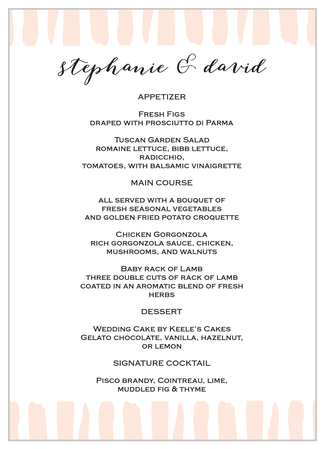 Giddy Graffiti Wedding Menus