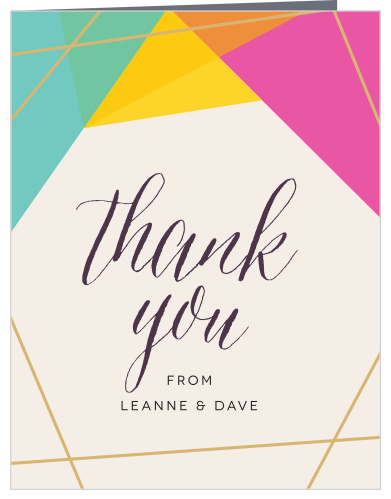 Our Brilliant Gem Thank you Cards feature brightly colored facets that are outlined by our raised gold foil.