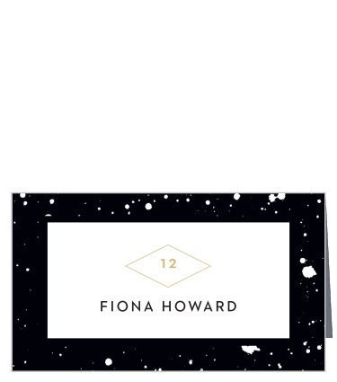 Our Modern Splatters Place Cards are artfully decorated with splatters of paint that border your guest details.