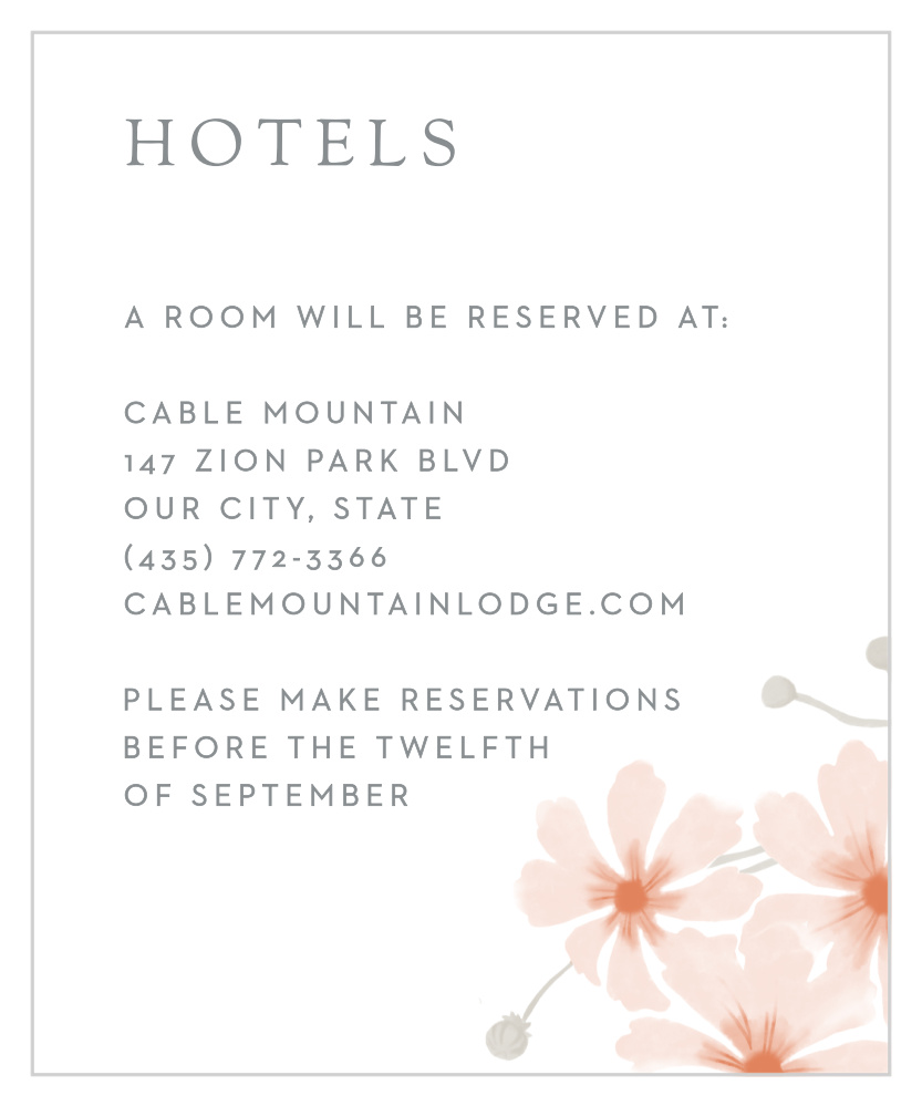 Delicate Blooms Accommodation Cards