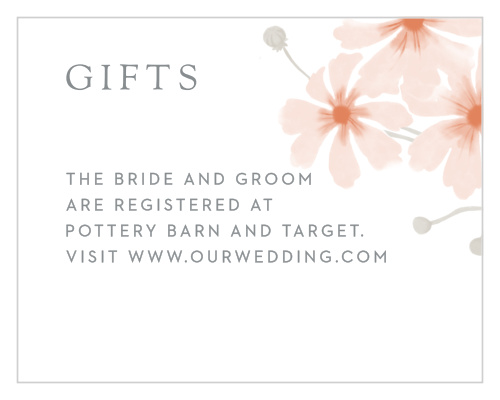 Our Delicate Blooms Registry Cards utilize the same gorgeous design and color scheme as several other cards in the Delicate Blooms wedding suite.