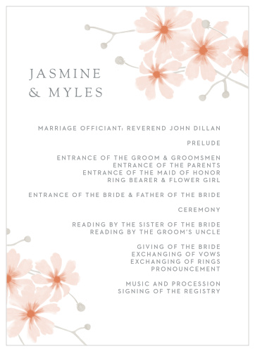 Delicate Blooms Wedding Programs are the perfect choice for ensuring that your guests can follow along with the moments and members of your wedding ceremony.