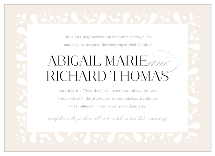 Our Frosted Leaves Wedding Invitations are as stunningly simple as they are simply stunning.
