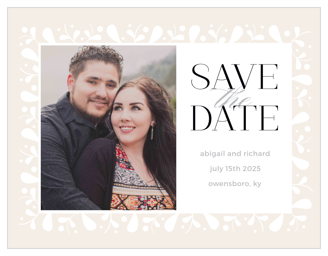Frosted Leaves Save the Date Cards