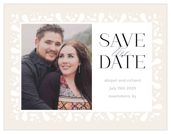 Frosted Leaves Save-the-Date Cards guarantee that your guests have all the information they need about your wedding day, and with plenty of time to spare.