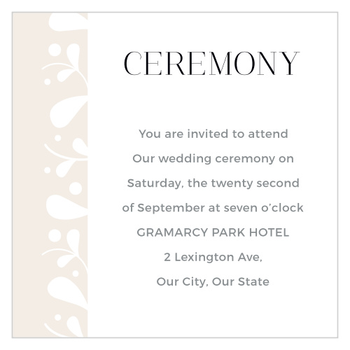 Everyone who should be at your ceremony will be with our Frosted Leaves Ceremony Cards.