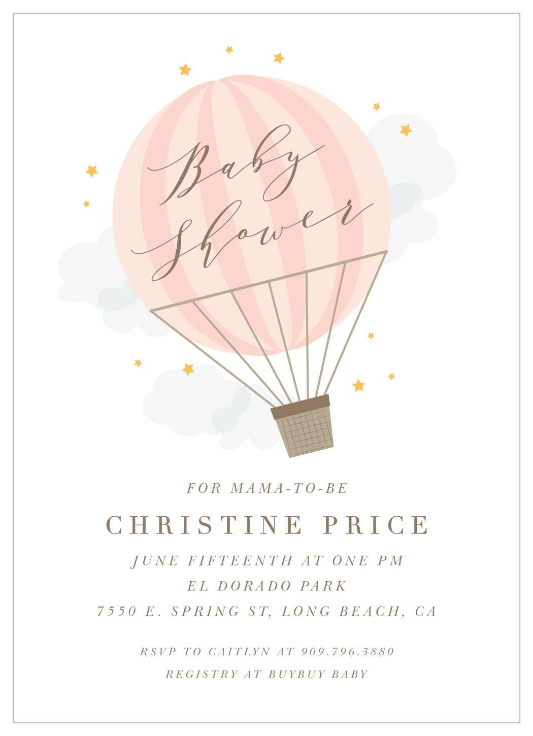 Air Balloon Baby Shower Invitations