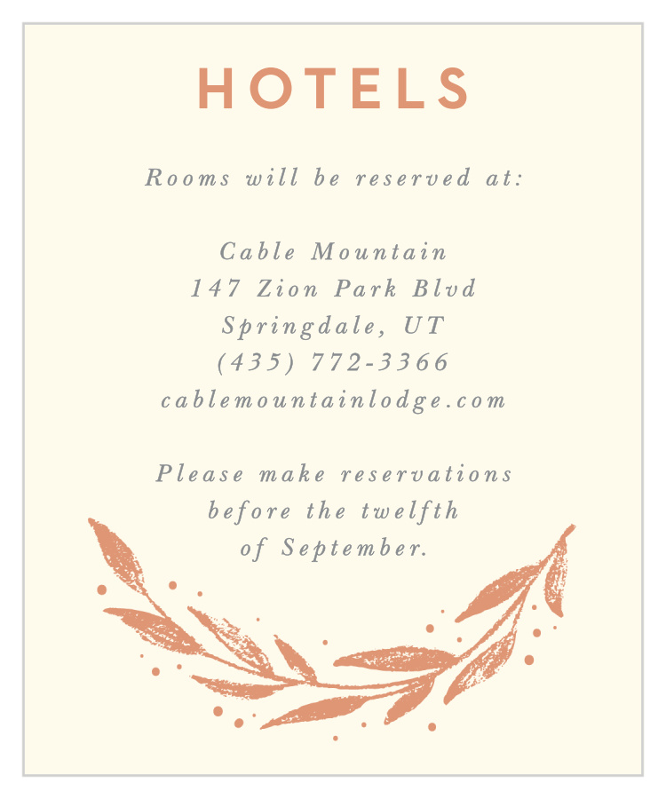 Rustic Branches Accommodation Cards