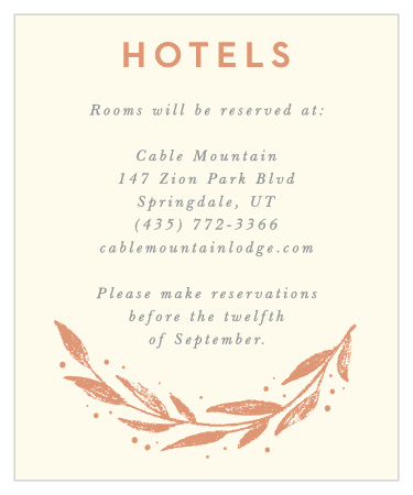 Our Rustic Branches Accommodation Cards utilize the same gorgeous design and color scheme as several other cards in the Rustic Branches wedding suite.