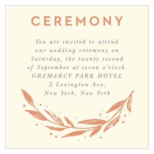 Our Rustic Branches Ceremony Cards utilize the same gorgeous design and color scheme as several other cards in the Rustic Branches wedding suite.