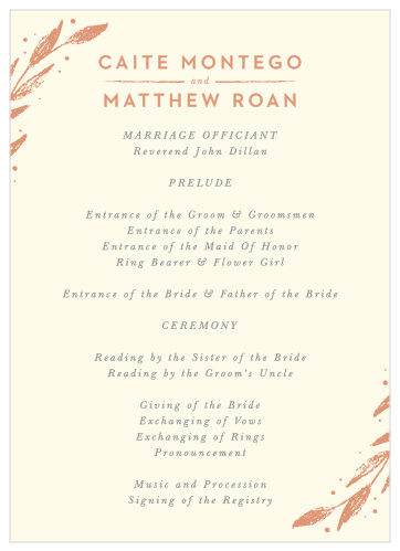 Our Rustic Branches Wedding Programs utilize the same gorgeous design and color scheme as several other cards in the Rustic Branches wedding suite.
