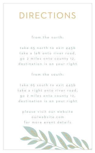Guide your guests to the location of your wedding venue with our stunning Graceful Garden Direction Cards.