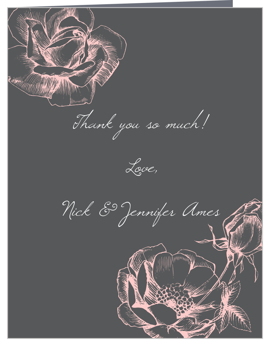 Illustrated Rose Wedding Thank You Cards