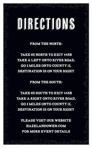 Our Poster Print Directions Cards utilize the same gorgeous design and color scheme as several other cards in the Poster Print wedding suite.
