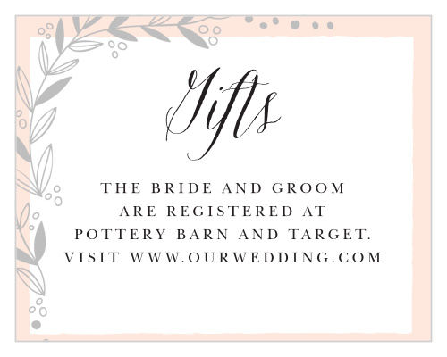 Our Delicate Botanical Registry Cards utilize the same gorgeous design and color scheme as several other cards in the Delicate Botanical wedding suite.