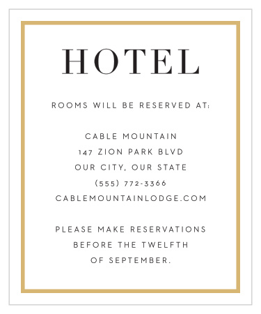 Suggest your favorite local hotel to out-of-town family and friends with our Classic Frame Accommodation Cards.