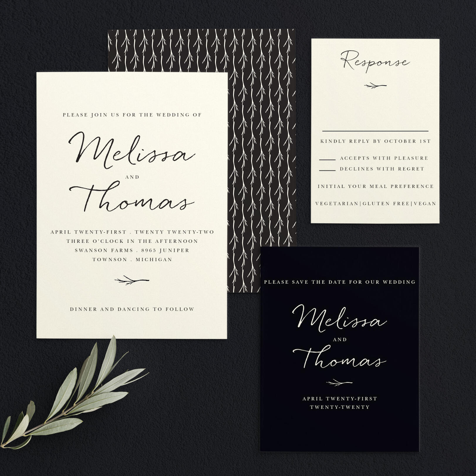 Weathered Twig Wedding Invitations by Basic Invite