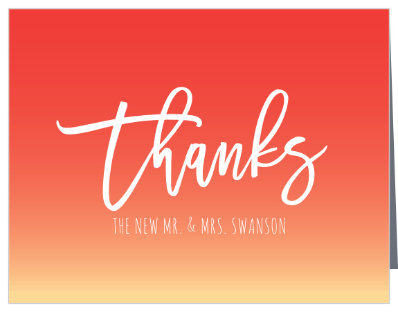 For a gorgeous card rich in color, look no further than our Tequila Sunrise Wedding Thank You Cards!