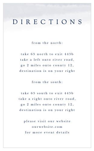 Our Majestic Views Directions Cards utilize the same gorgeous design and color scheme as several other cards in the Vintage Views wedding suite.